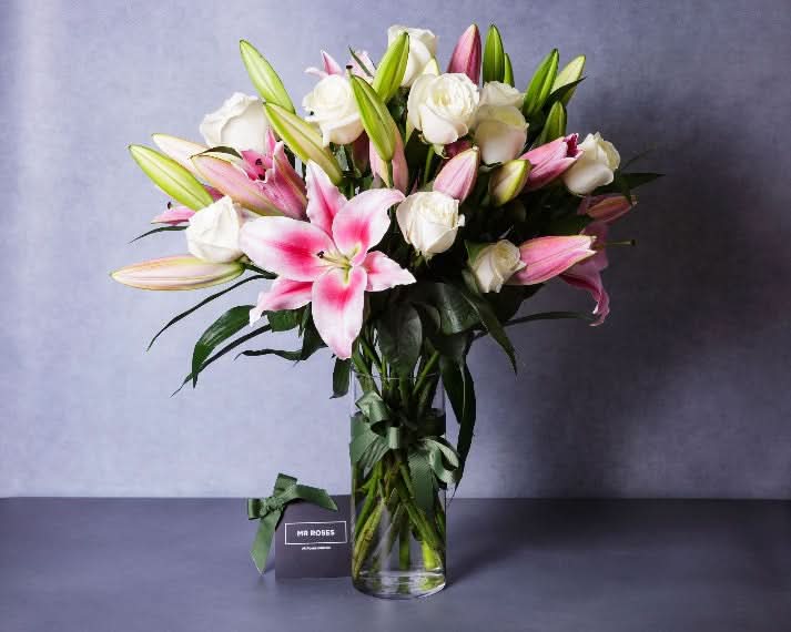 Member-Exclusive Pink Lilies & White Roses
