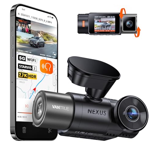 Vantrue N2X 2.7K Dash Cam Front and Inside, 5G WiFi Dual Dash Camera for Car with HDR IR Night Vision, STARVIS 2, GPS, 2.5K/60FPS, G-Sensor, 24/7 Parking Mode, Voice Control, Support 512GB M