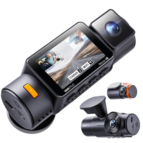 Vantrue New N4S 3 Channel Dash Cam, Front Rear Inside 2.7K+1440P+1440P Dashcam for Cars, Front and Rear Dual Channel, STARVIS 2 Night Vision, Loop Recording, Parking Mode, Wi-Fi, Support 1TB