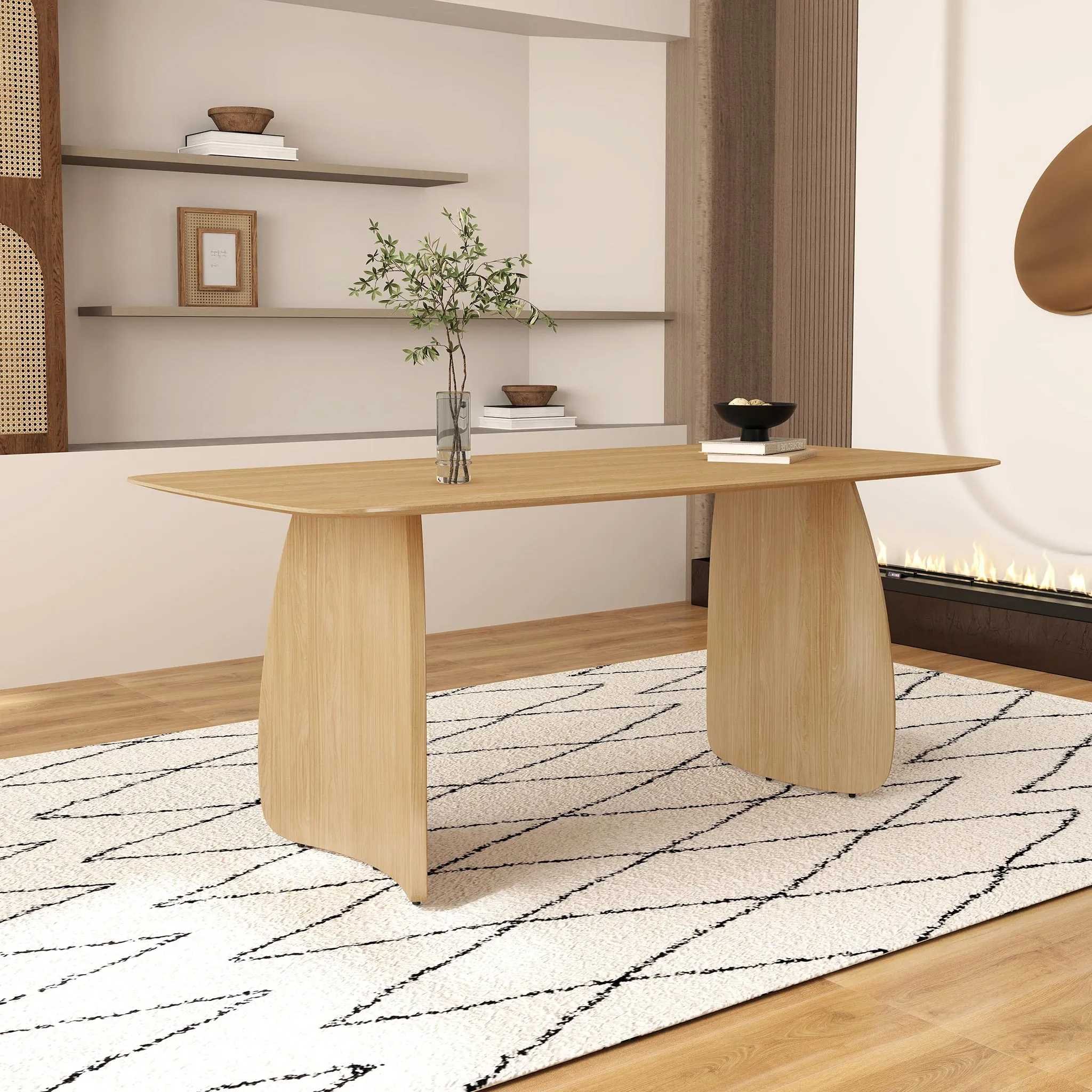 Nico Dining Table Set Walnut Wood