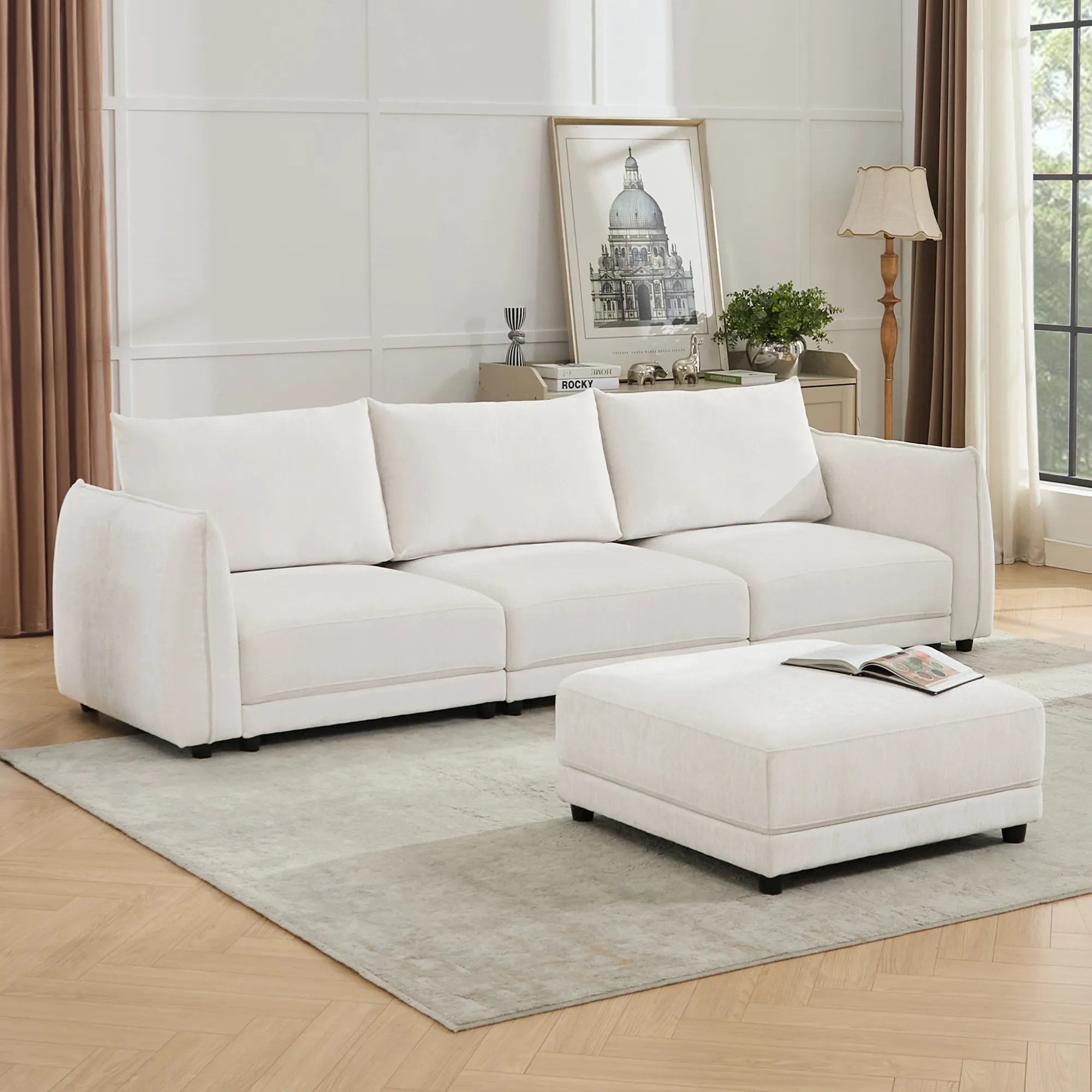 Leen Modern White Sectional Sofa Set