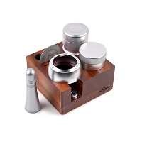 IKAPE Small Espresso Bar Kit,  7 in 1 Organizer Box - 53.3mm / Silver