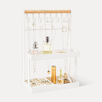 Jewelry Organizer Stand Holder with 12 Hooks - White