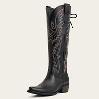 The Withersteen - Black Adjustable Wide Calf Snip Toe Tall Western Cowgirl Boots